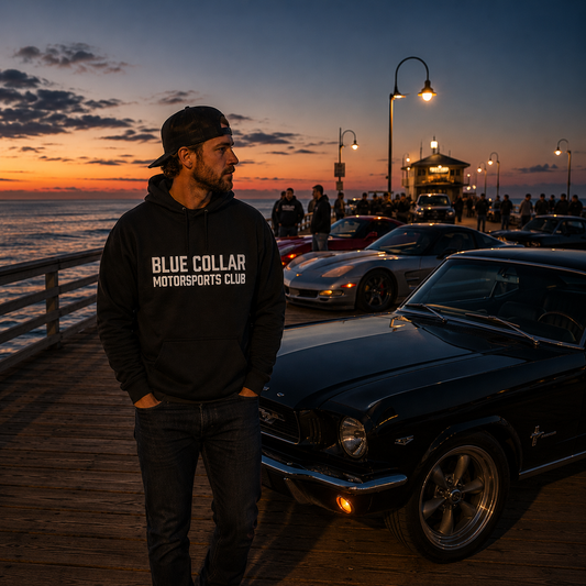 Blue Collar Motorsports Club Hoodie — Racing Crew Pullover