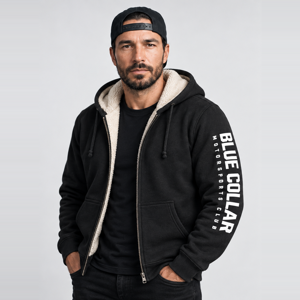 Men's Sherpa-Lined Full-Zip Work Wear Hooded Sweatshirt