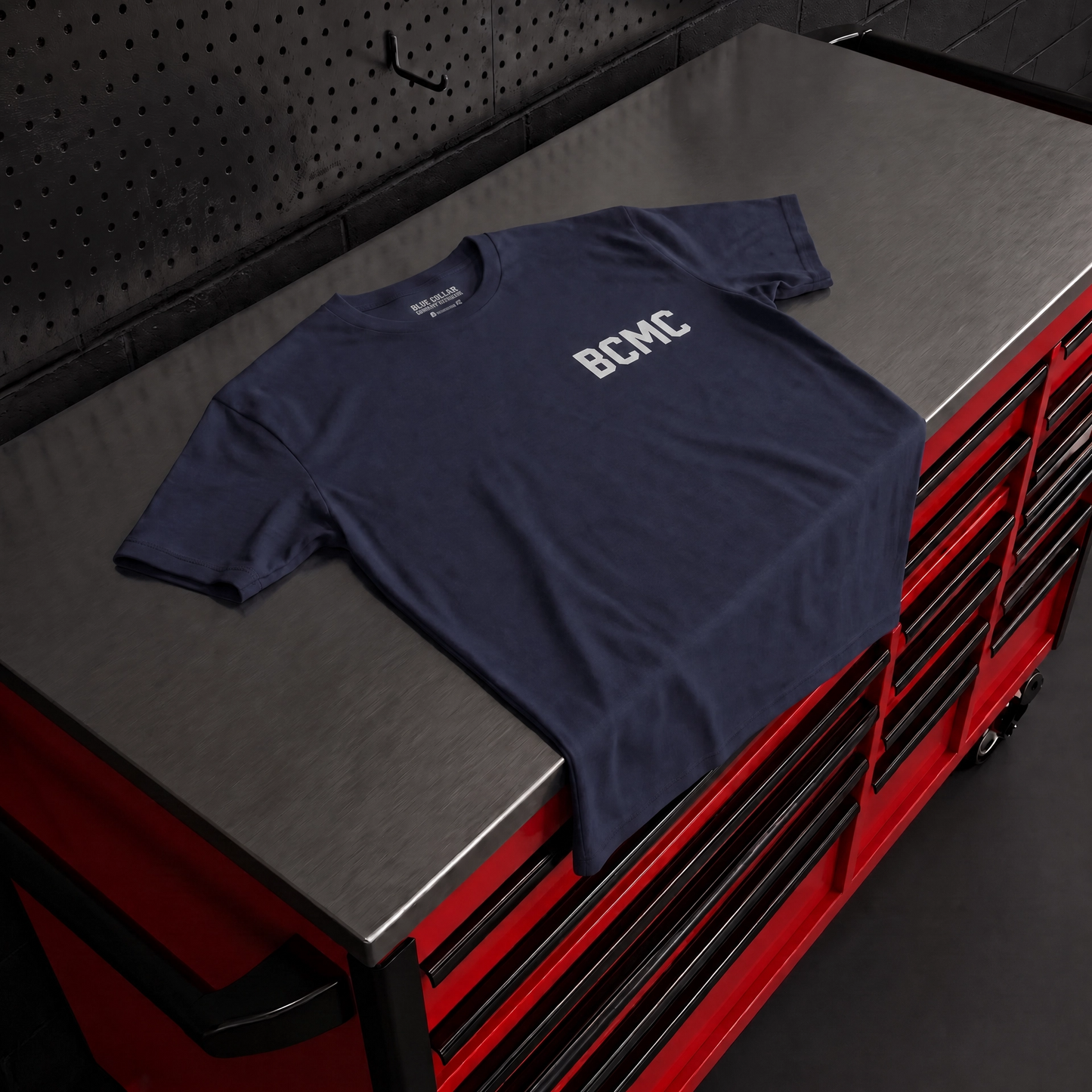 BCMC Tee — front view, navy